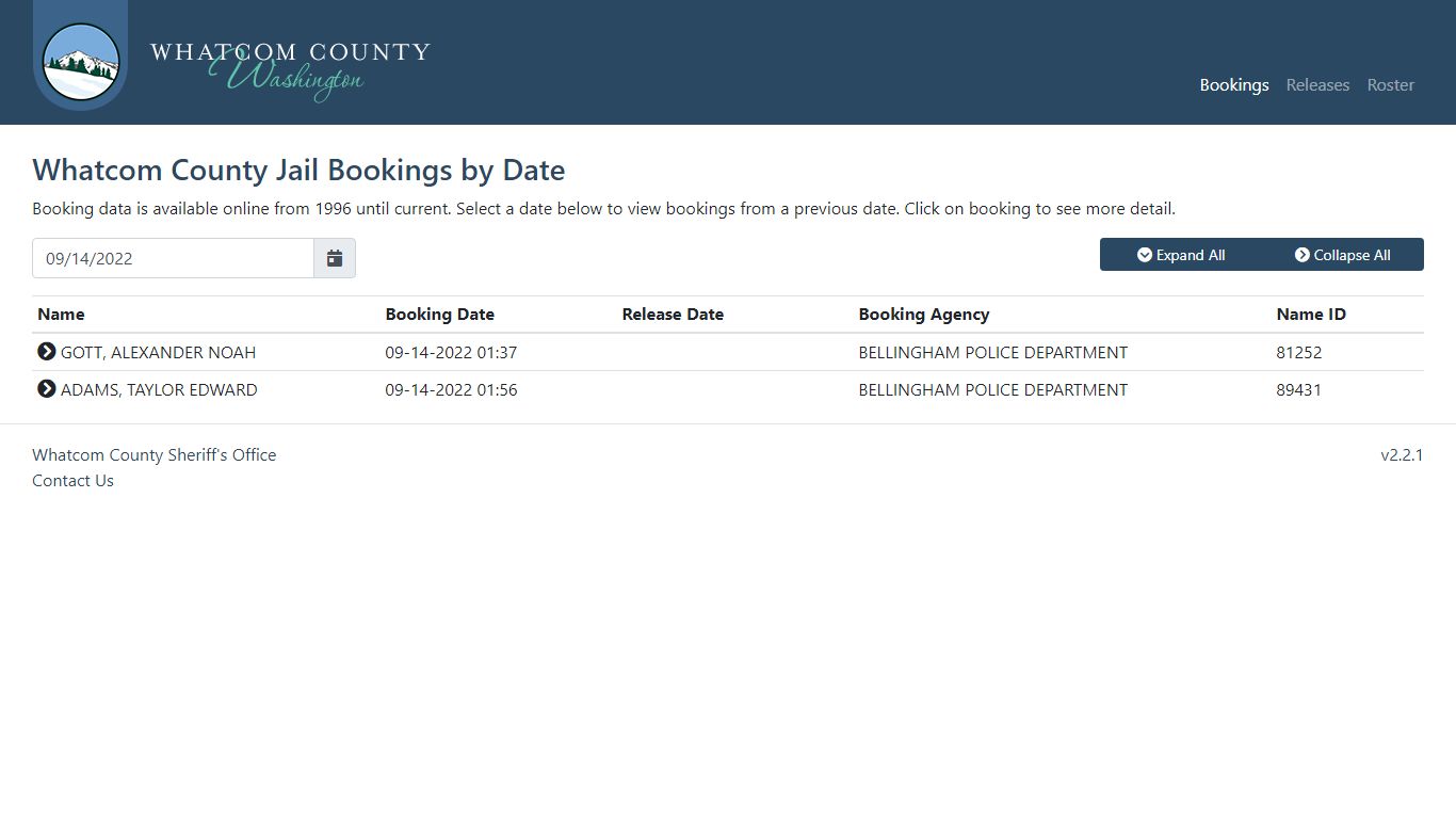 Whatcom County Sheriff's Office | Jail Bookings