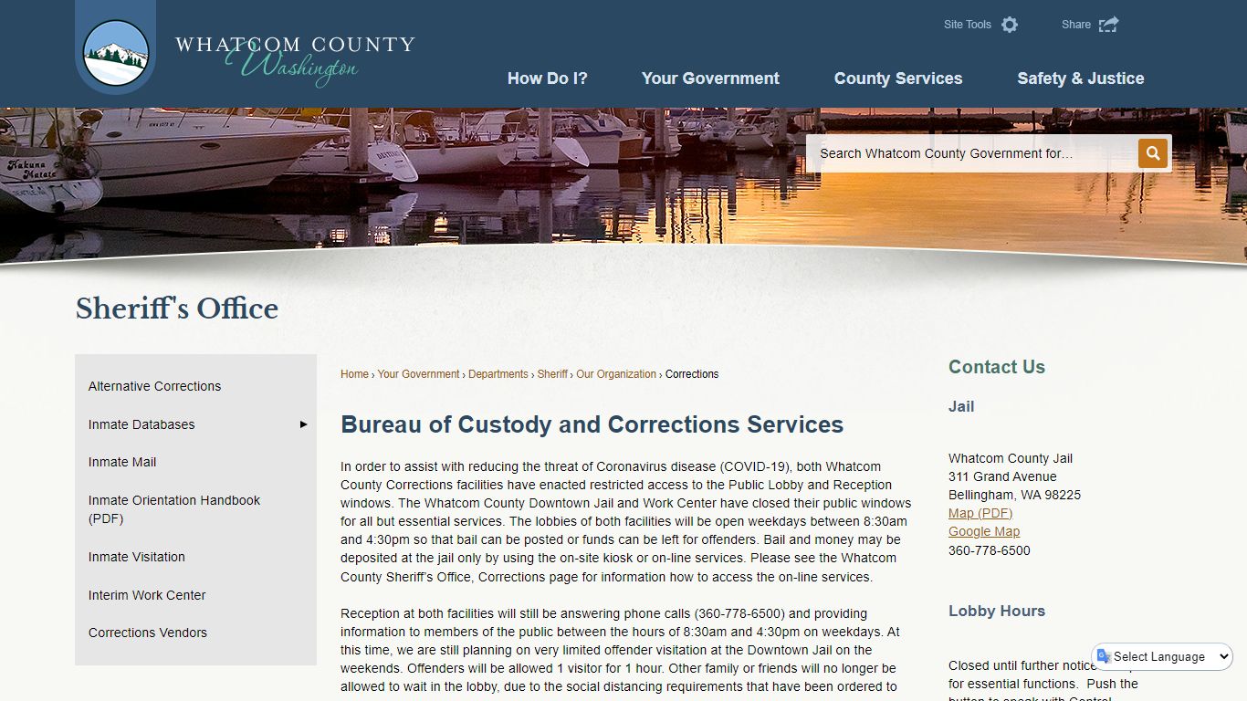 Bureau of Custody and Corrections Services - Whatcom County